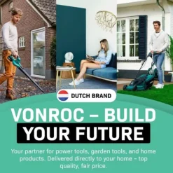 Vonroc Havemaskiner^Højtryksrenser PRO - 2500W | 195 bar – Fuge- og Facaderenser – Terrasserenser 468 l/h inkl. Premium Tilbehør | Ideel til Mos- og Stenrensning | CDON