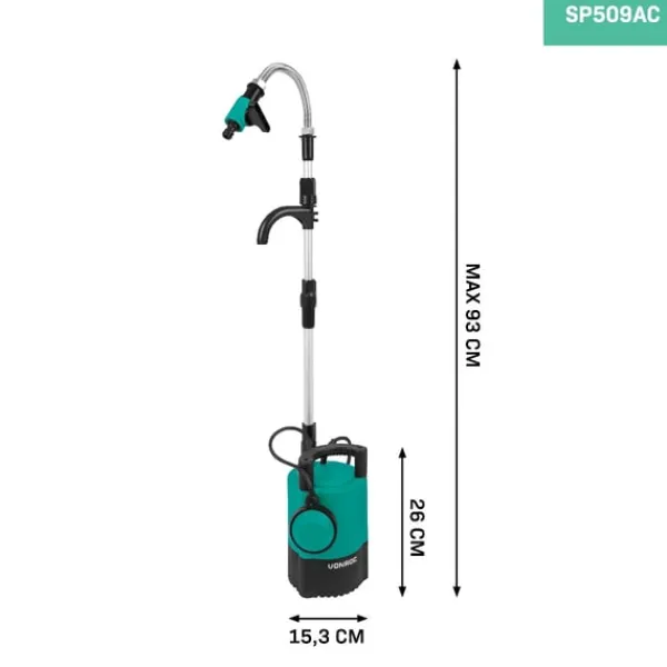 Outlet Regnvandstønde - Pumpe – 400W | 5200 lt/t | Justerbar Flydekontakt & Højdeophæng | Til Havevanding med Regnvand Vanding