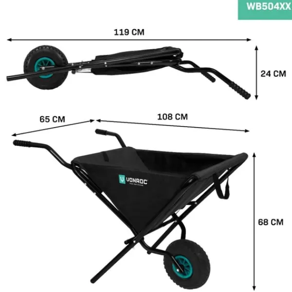 Hot Trillebør - 50 liter | Sammenklappelig | 30 kg / 50L Kapacitet – Letvægt – Pladsbesparende Haveværktøj