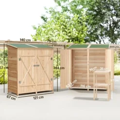 Best Værktøjsskur med bord, Tällved, 140 x 75 x 157 cm Skure, Garager & Carports