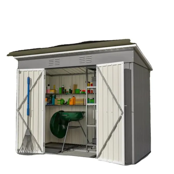Skure, Garager & Carports^Værktøjsskur, Vejrbestandigt Design, Sikker Opbevaring,8x4FT Grå