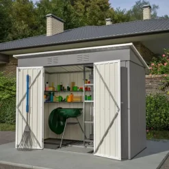 Skure, Garager & Carports^Værktøjsskur, Vejrbestandigt Design, Sikker Opbevaring,8x4FT Grå