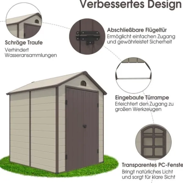 Sale Værktøjsskur, 192.5x191x227 cm, Beige Brun Skure, Garager & Carports