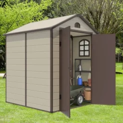 Sale Værktøjsskur, 192.5x191x227 cm, Beige Brun Skure, Garager & Carports