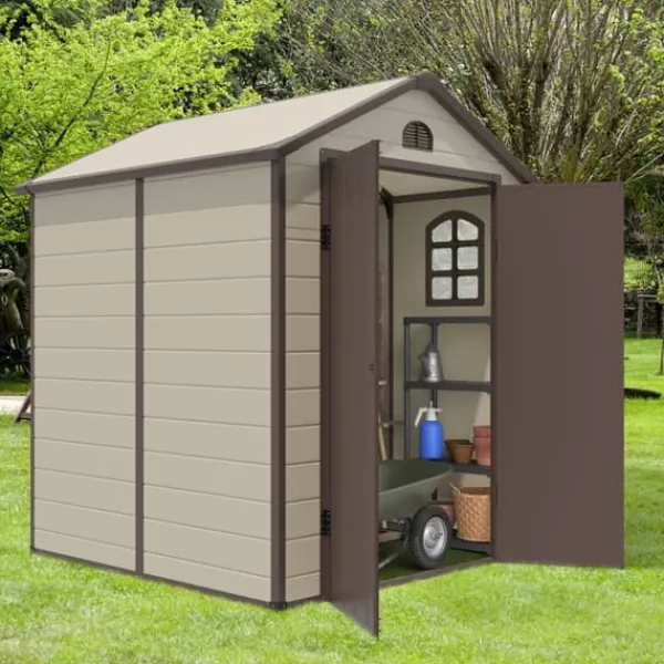 Sale Værktøjsskur, 192.5x191x227 cm, Beige Brun Skure, Garager & Carports