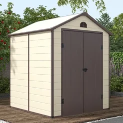 Sale Værktøjsskur, 192.5x191x227 cm, Beige Brun Skure, Garager & Carports