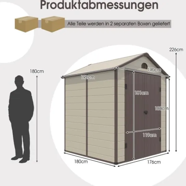 Sale Værktøjsskur, 192.5x191x227 cm, Beige Brun Skure, Garager & Carports
