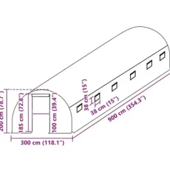 Växthusöverdrag 27 m² - Skydda växterna med PE-material | Färg: Genomskinlig | Storlek: 3x9x2 m Drivhus