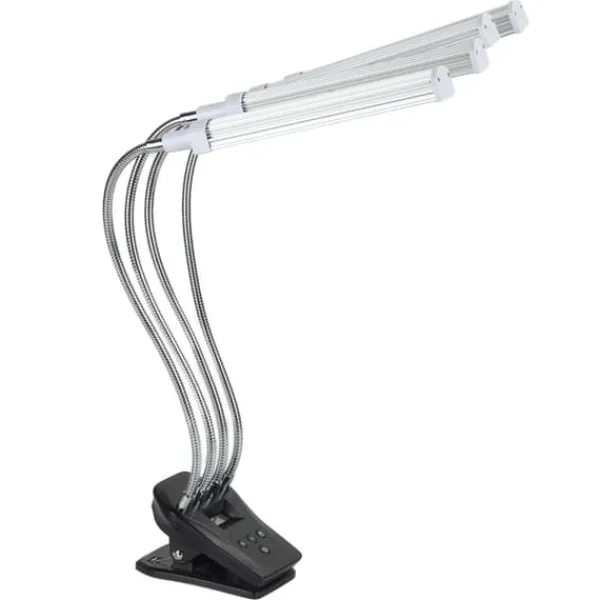 New 96W LED Grow Lamp LCD Display 4 Head 360° Justerbar Sølv Plant Grow Light til drivhus 100‑240VUK stik Kit Til Plante- & Urtedyrkning