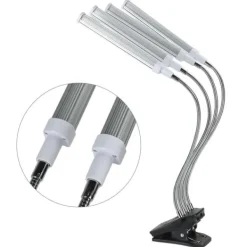 New 96W LED Grow Lamp LCD Display 4 Head 360° Justerbar Sølv Plant Grow Light til drivhus 100‑240VUK stik Kit Til Plante- & Urtedyrkning