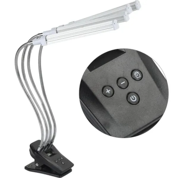 New 96W LED Grow Lamp LCD Display 4 Head 360° Justerbar Sølv Plant Grow Light til drivhus 100‑240VUK stik Kit Til Plante- & Urtedyrkning