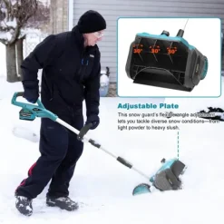 Sale 3500W 320mm 18V børsteløs elektrisk sneslynge – ledningsfri snebørste og sneskovl til indkørsel, gård, gade og fortov – med 2 batterier Snerydning