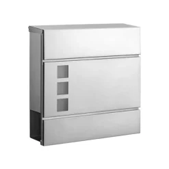 Postkasser & Brevindkast^Wall Letterbox - Letterbox - Med avisboks - med lås - sølv