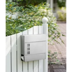 Postkasser & Brevindkast^Wall Letterbox - Letterbox - Med avisboks - med lås - sølv