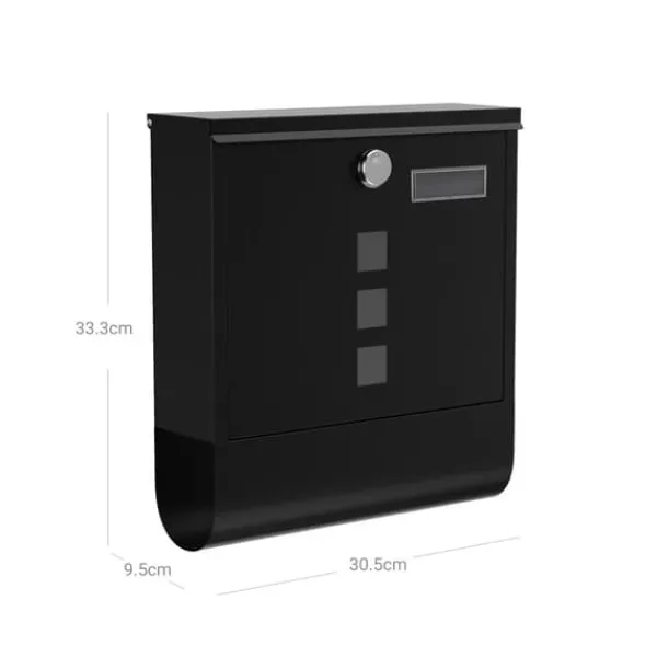 Clearance Wall Letterbox - Letterbox - Med avisboks og navneskilt - med lås - sort Postkasser & Brevindkast