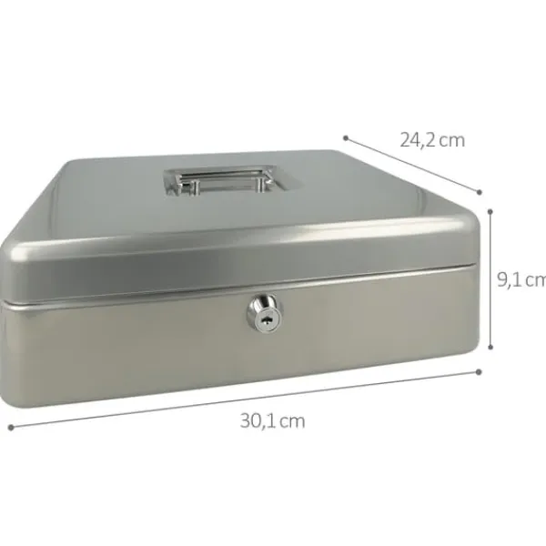 Clearance Westcott AC-E51002-ZI Kasseskuffe 301x242x91mm Sølvgrå, plastindsats med 5 rum Pengeskabe