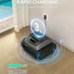 Pool- & Spatilbehør^WYBOT C1 Batteridrevet robotpoolrenser - 150 min. driftstid - 2642GPH sugning - Bluetooth/app-styring - til pools op til 150 m²