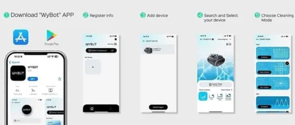 Pool- & Spatilbehør^WYBOT C1 Batteridrevet robotpoolrenser - 150 min. driftstid - 2642GPH sugning - Bluetooth/app-styring - til pools op til 150 m²