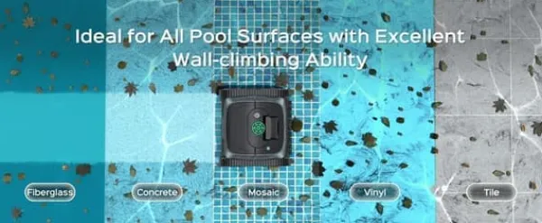 Pool- & Spatilbehør^WYBOT C1 Batteridrevet robotpoolrenser - 150 min. driftstid - 2642GPH sugning - Bluetooth/app-styring - til pools op til 150 m²