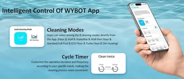 Pool- & Spatilbehør^WYBOT C2 Vision Robotic Pool Cleaner - Smart Vision Navigation - 180 min driftstid - 8 rengøringstilstande - Til pools op til 180㎡
