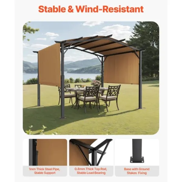 Buer, Spalier, Lysthuse Uden Tag^10x12 fod Udendørs Udtrækkelig Pergola, Buet Top Metalpergola, med Baldakin
