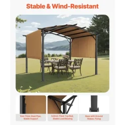 Buer, Spalier, Lysthuse Uden Tag^10x12 fod Udendørs Udtrækkelig Pergola, Buet Top Metalpergola, med Baldakin