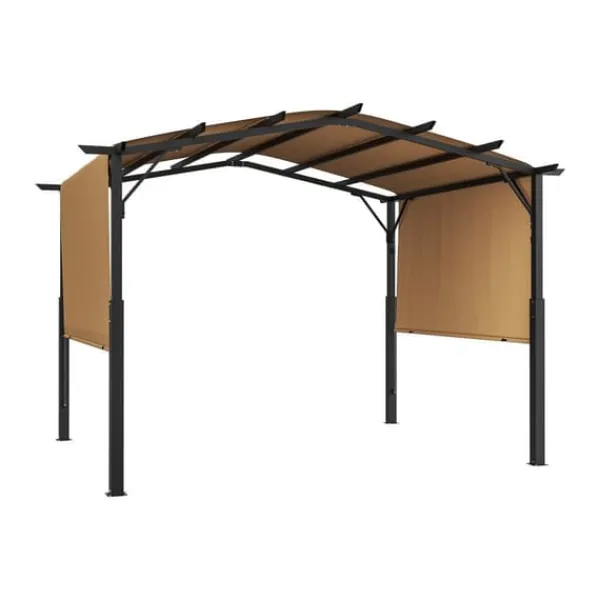 Buer, Spalier, Lysthuse Uden Tag^10x12 fod Udendørs Udtrækkelig Pergola, Buet Top Metalpergola, med Baldakin