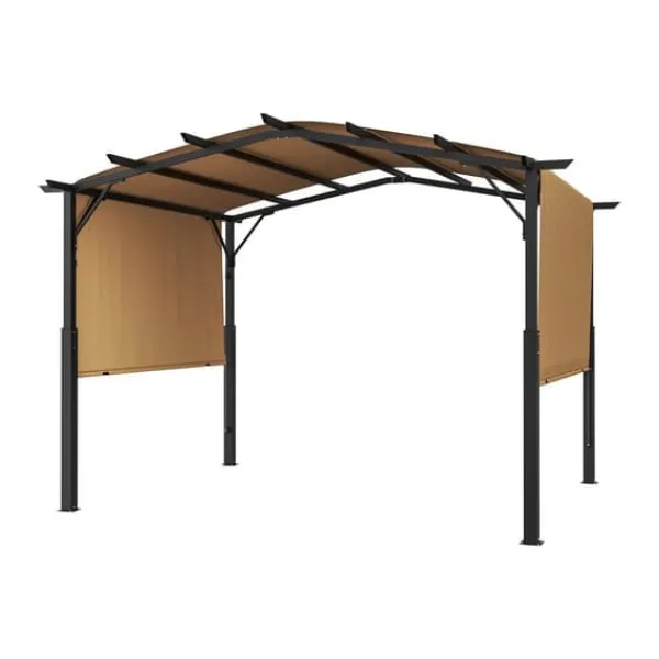 Buer, Spalier, Lysthuse Uden Tag^10x10 fod Udtrækkelig Pergola, Udendørs Buet Top Metal Pergola, med Baldakin