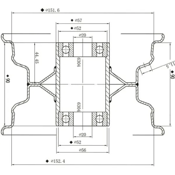 Havemaskiner^15x6.00-6 Grass Plæneklipperhjul 4-lags P332-dæk på fælg 20 mm lejer (sæt med 2)