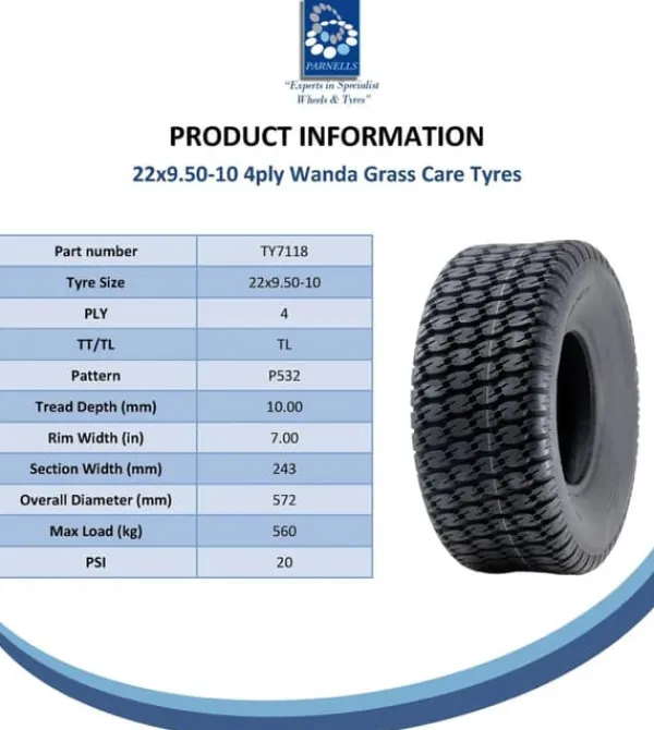 Discount 22x9.50-10 4-lags græsdæk til John Deere Gator, Turf, plænedæk, Utility P532 Havemaskiner