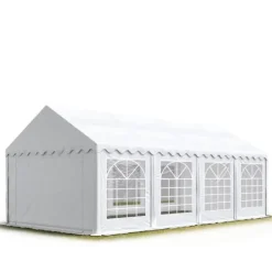 Telte & Lysthuse^4x8 m festtelt holdbart PVC 700 N vandtæt presenning året rundt bryllupsarrangement hvid