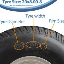 Havemaskiner^20x8.00-8 Multi turf - plæneklipperdæk, ride on på 4 knopper 100mm PCD - sæt med 2 -