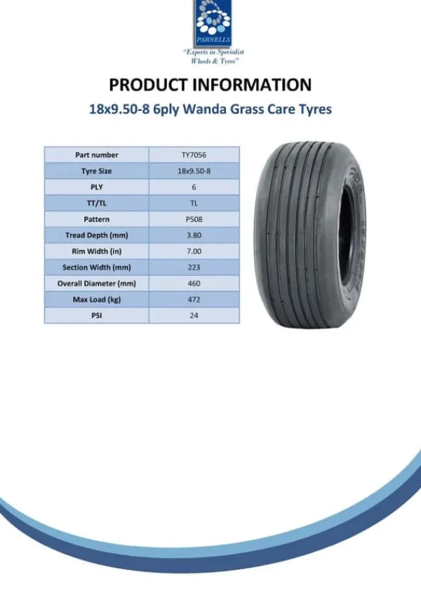 Sale 18x9.50-8 plæneklipperdæk 6ply Multi turf rib - hay bob turner rake - Wanda P508 Havemaskiner