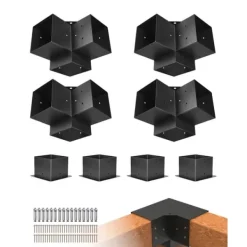 Online 6x6 tommer pergolabeslag, indvendige 5,5x5,5 3-vejs beslag, 4 stk., inkl. baser Buer, Spalier, Lysthuse Uden Tag