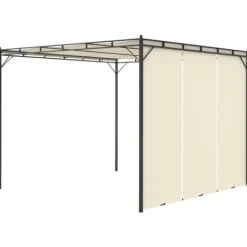3x3m Havepavillon med gardin - Holdbar stålkonstruktion | Farve: Creme | Størrelse: 3x3x2,25 m Buer, Spalier, Lysthuse Uden Tag