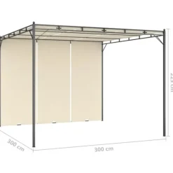3x3m Havepavillon med gardin - Holdbar stålkonstruktion | Farve: Creme | Størrelse: 3x3x2,25 m Buer, Spalier, Lysthuse Uden Tag