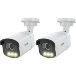 Sikkerhedsmonitorer & Videokameraer^ZOSI C186 PoE Sikkerheds IP Kamera, Aurora Lux Ægte Farve Nattesyn, F1.0 Blænde,C186 PoE(2 Pakke)