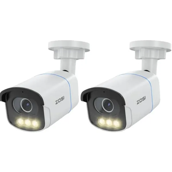 Sikkerhedsmonitorer & Videokameraer^ZOSI C186 PoE Sikkerheds IP Kamera, Aurora Lux Ægte Farve Nattesyn, F1.0 Blænde,C186 PoE(2 Pakke)