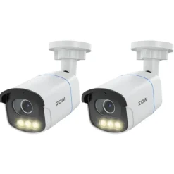 Sikkerhedsmonitorer & Videokameraer^ZOSI C186 PoE Sikkerheds IP Kamera, Aurora Lux Ægte Farve Nattesyn, F1.0 Blænde,C186 PoE(2 Pakke)