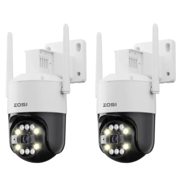 Outlet ZOSI CCTV Sikkerhedskamera, 8MP Ultra HD, AI Menneskeopdagelse,8MP UDEN TF-kort x 2 Sikkerhedsmonitorer & Videokameraer