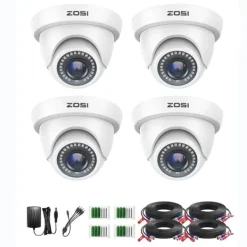 Online ZOSI 4Pack Sikkerhedskameraer, 1080P HD Opløsning, 80ft Nattesyn,Hvid Sikkerhedsmonitorer & Videokameraer