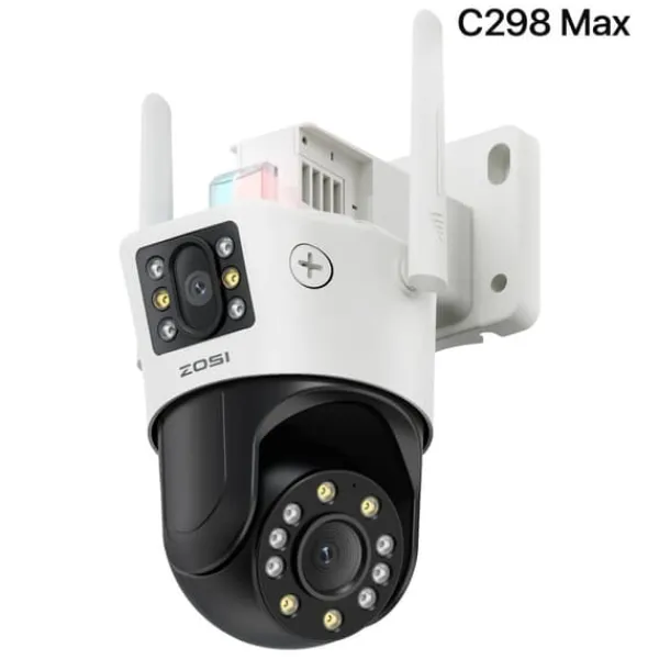 Sikkerhedsmonitorer & Videokameraer^ZOSI WiFi PTZ Sikkerhedskamera, 8MP Opløsning, Dual-Lens Teknologi,C298 Maks